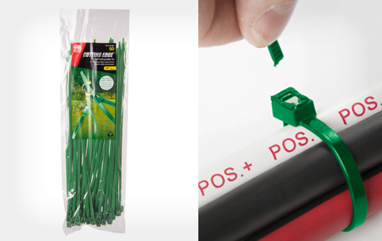 11' Self Cutting Green Cable Tie 50 lb. Tensile Strength