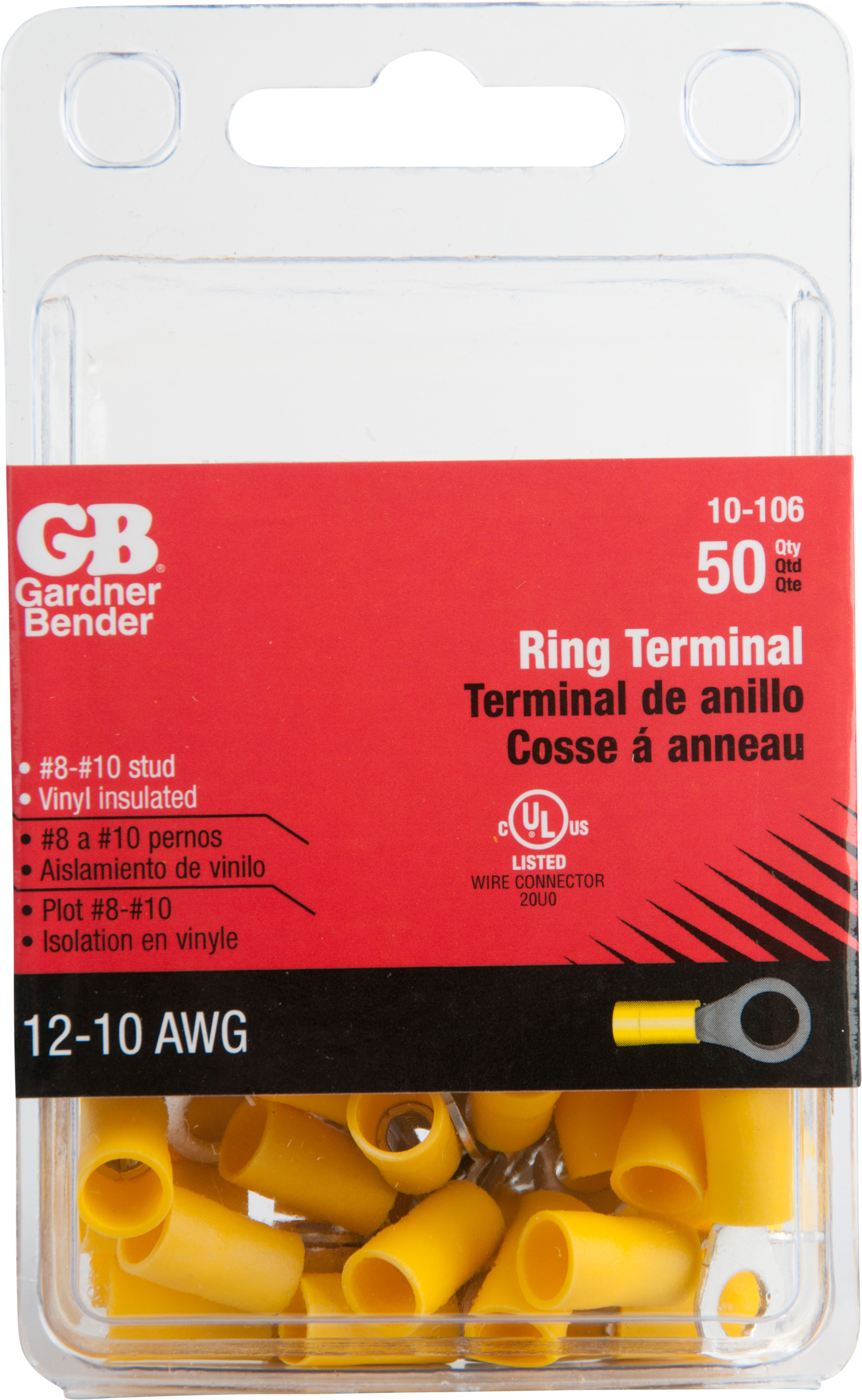 Terminal Ring 810 Stud 1210 AWG Yellow