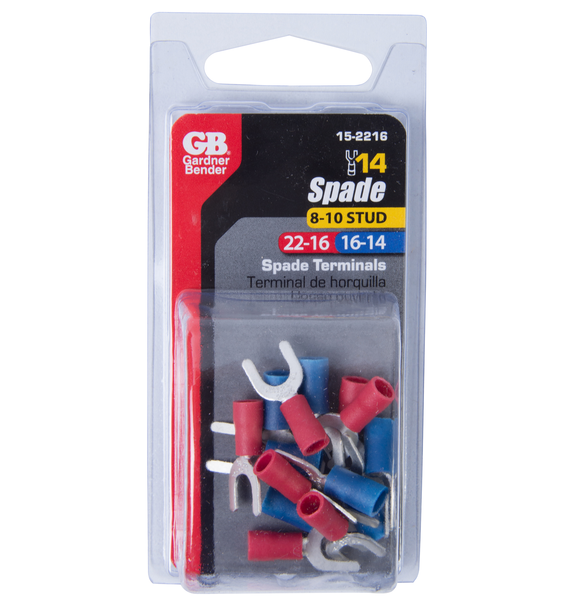 Spade Terminal Assortment, 810 Stud, 2214 AWG (2 mm²)