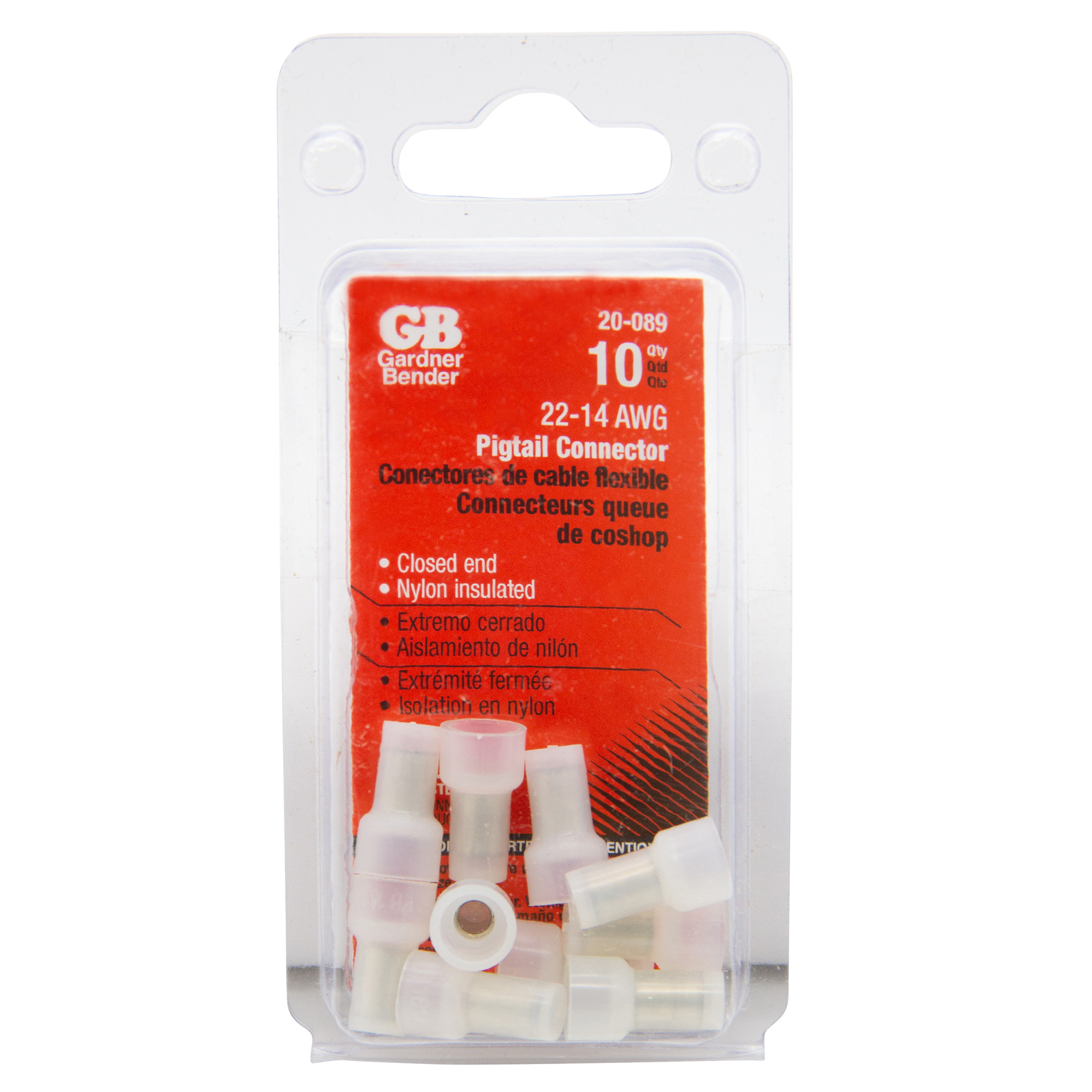 22 14 AWG ClosedEnd Pigtail Crimp Connector, Tin Plated Copper w