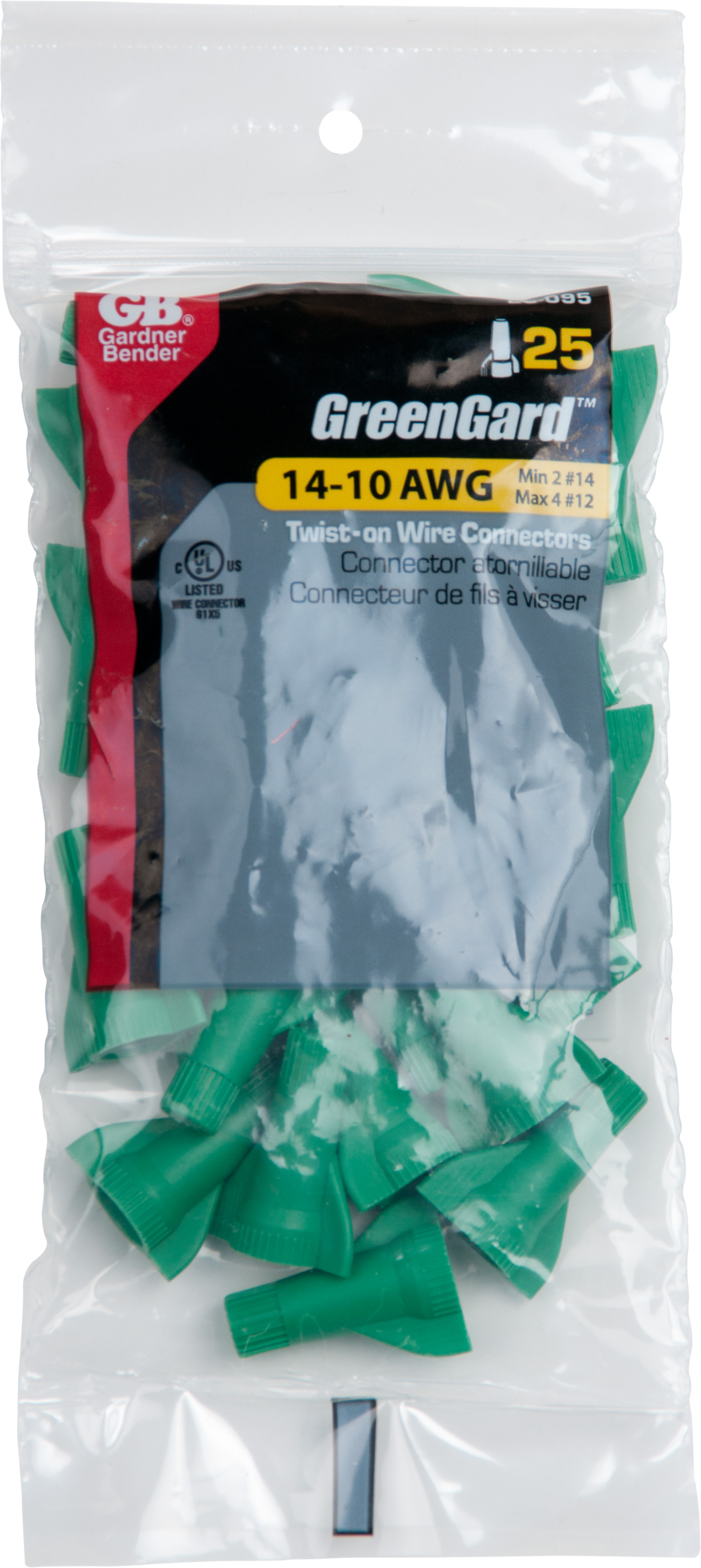 Greengard Grounding Wire Connectors, #95, #14 - #10 Awg, 25