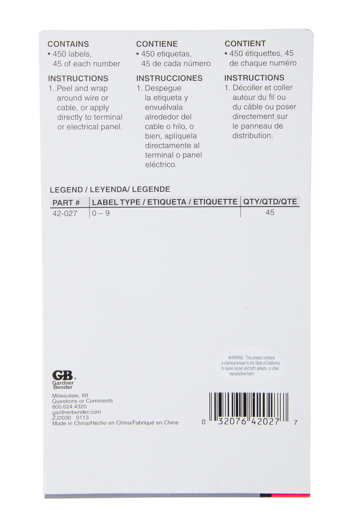 Pocket Pack Wire Markers (numbers 0-9)
