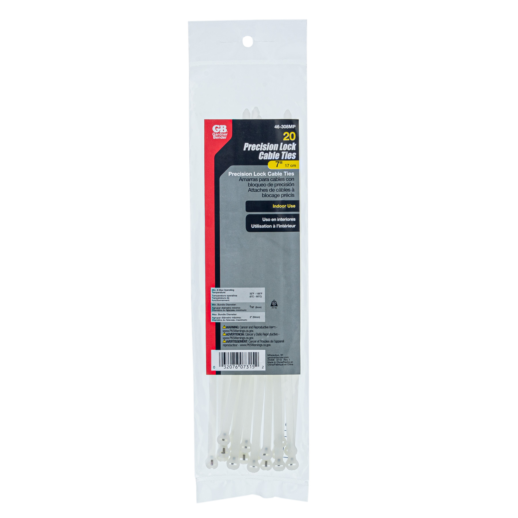 Cable Tie Metal Pawl 7" 50lb; Natural
