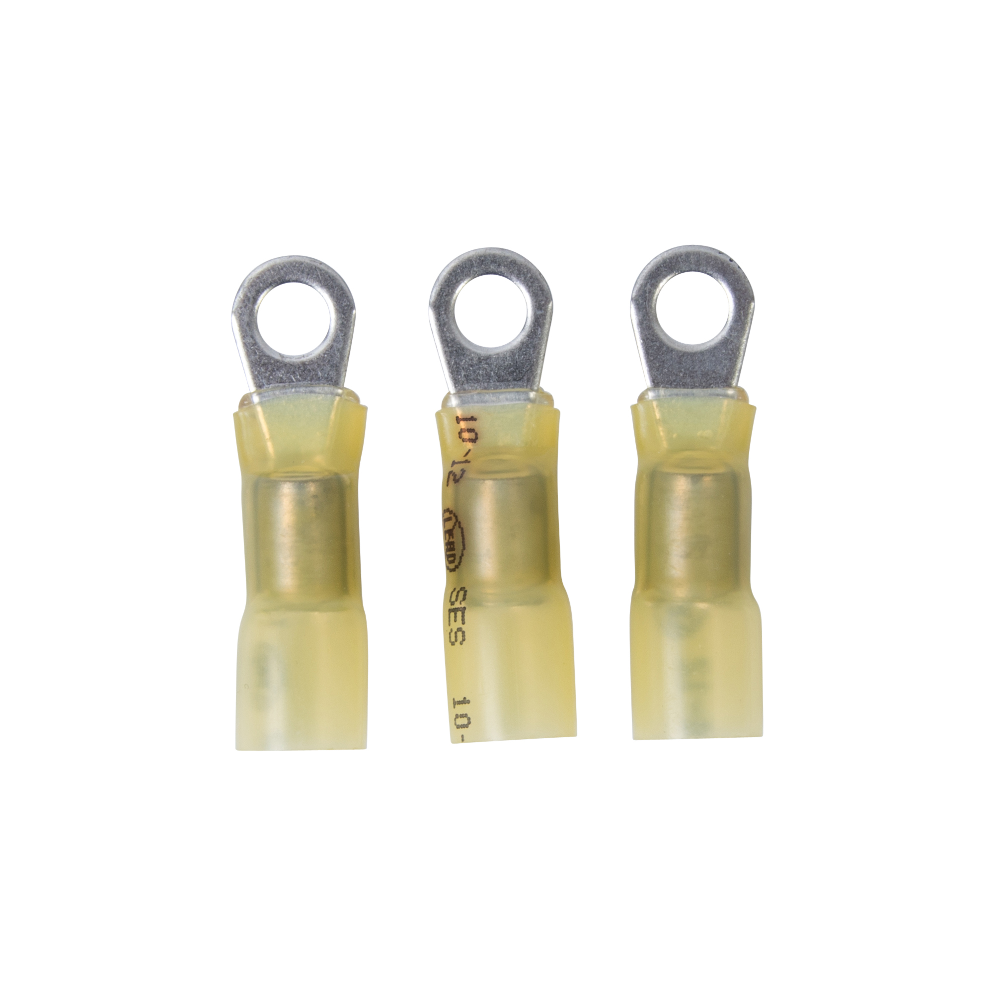 1210 AWG 10 Stud Size Yellow Solder HeatShrink Ring Terminal (3Pack)
