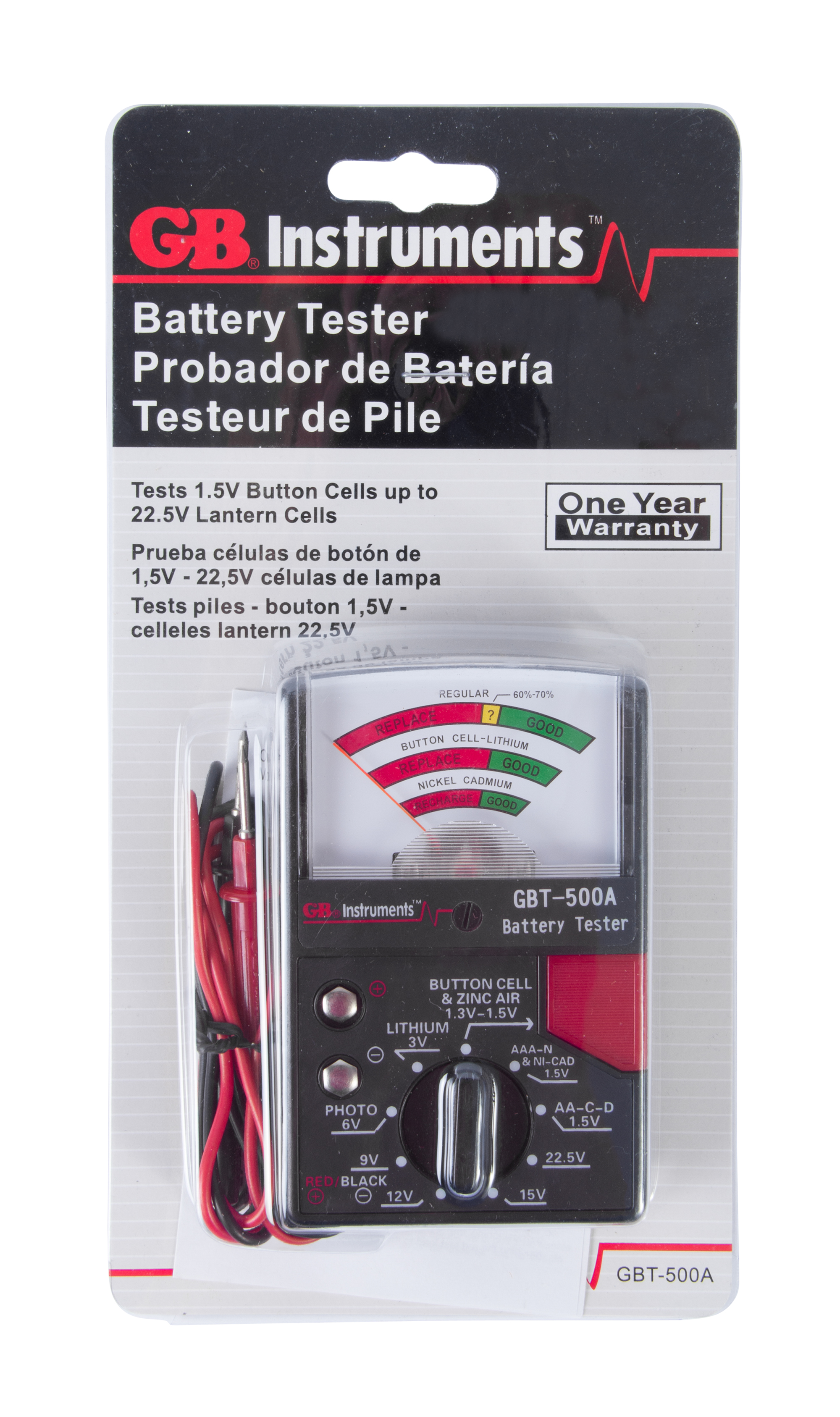 Gardner Bender GBT-500A Analog Battery Tester for 1.5 V Button Cell/22.5...