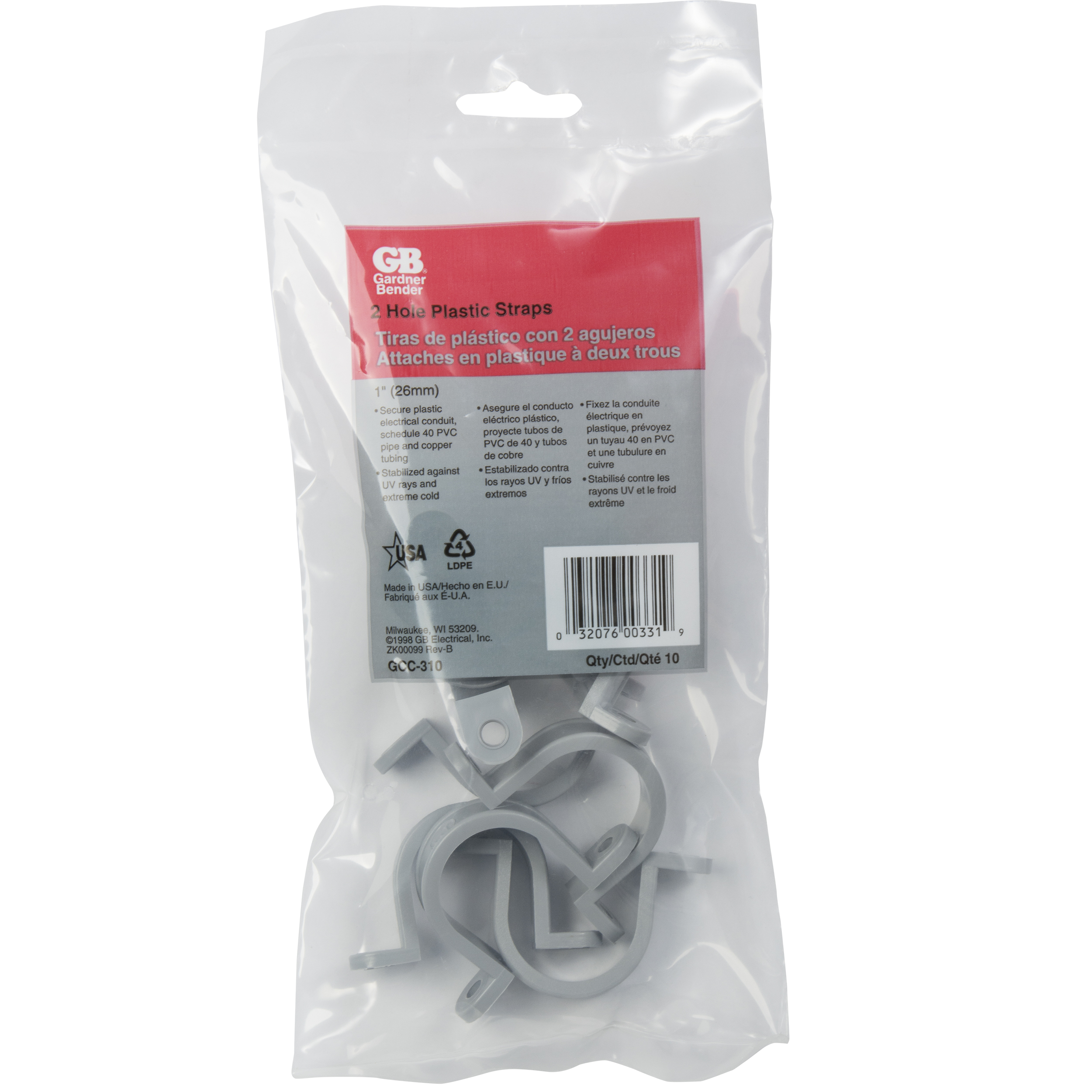 1 26 Mm Plastic Conduit Strap Secures Elect Conduit Sched 40 Pvc And Copper Tubing Grey 10 Pack