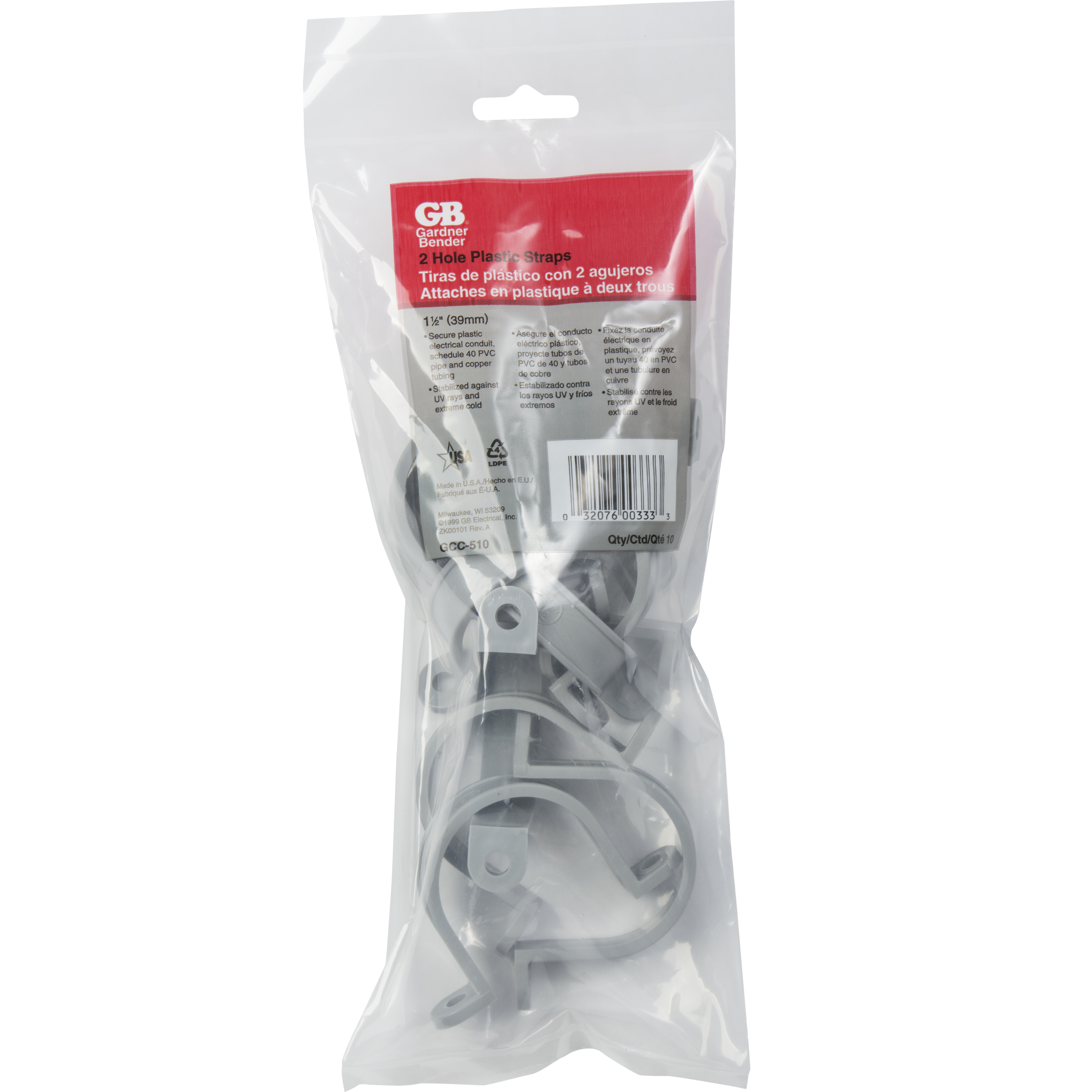 1 1 2 In 39 Mm Plastic Conduit Strap Secure Elect Conduit Sched 40 Pvc And Copper Tubing Grey 10 Pack