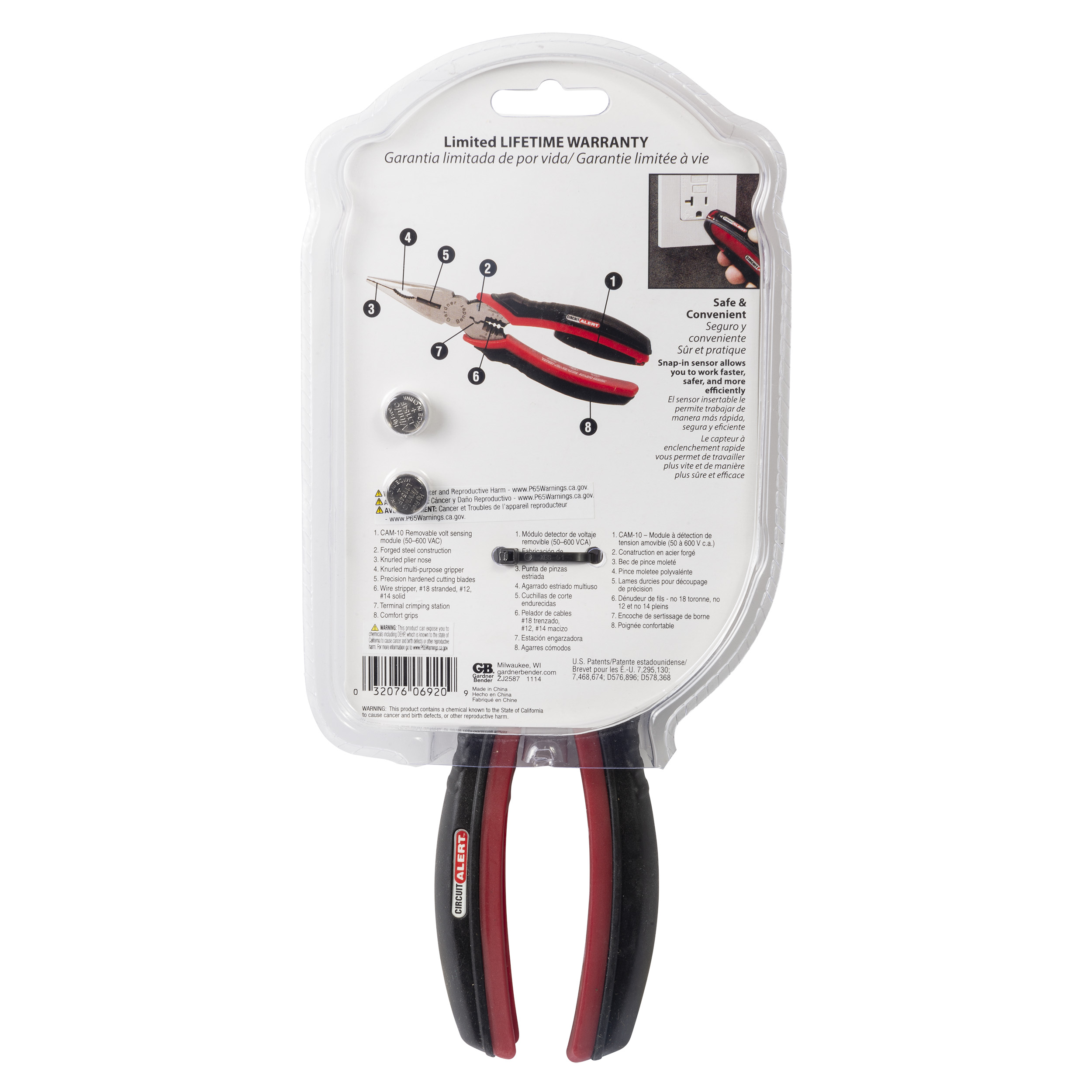 Circuit Alert Voltage Sensing Long Nose Pliers