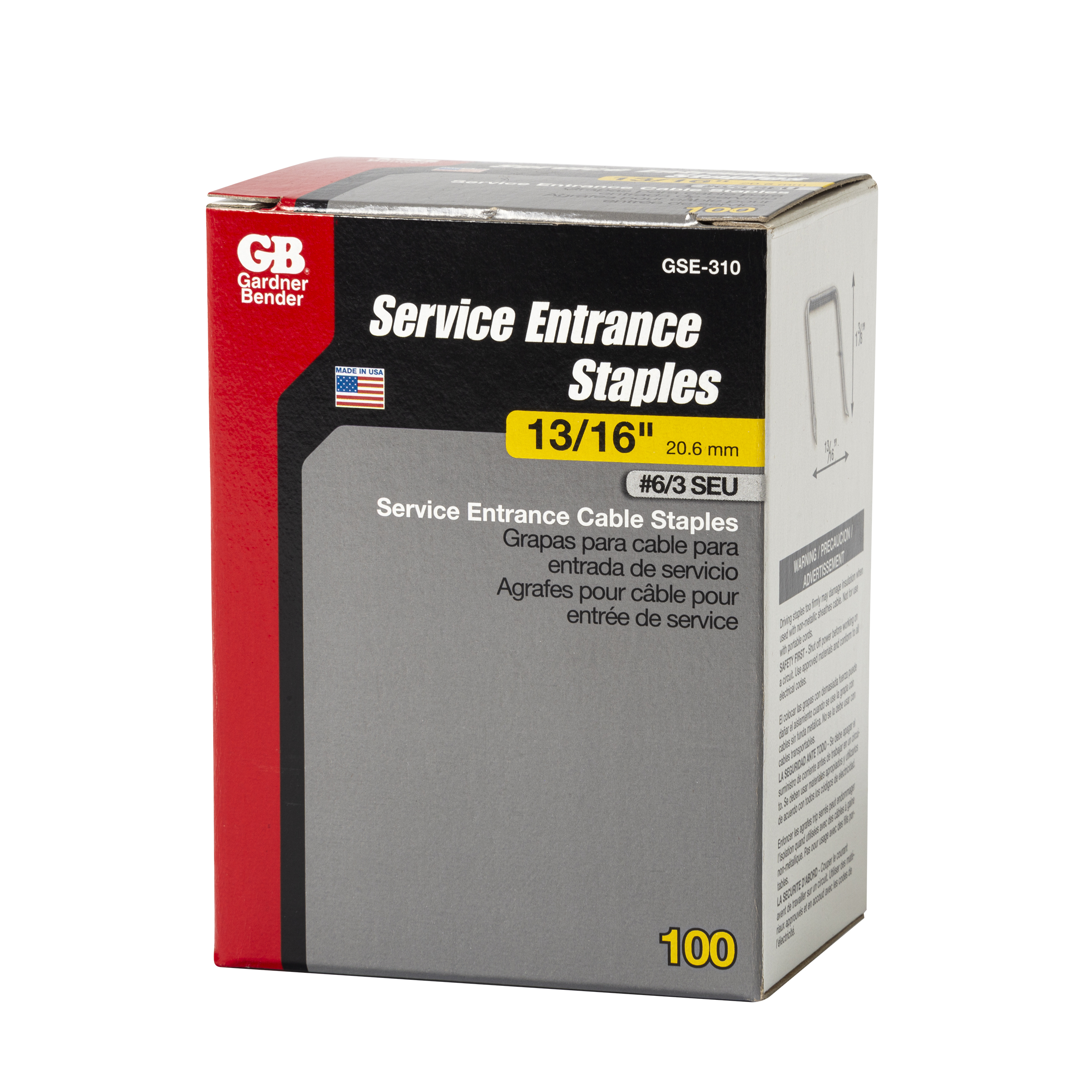Service Entrance Cable GB 1000 Gardner Bender GSE 310 13/16"  Metal Staples 