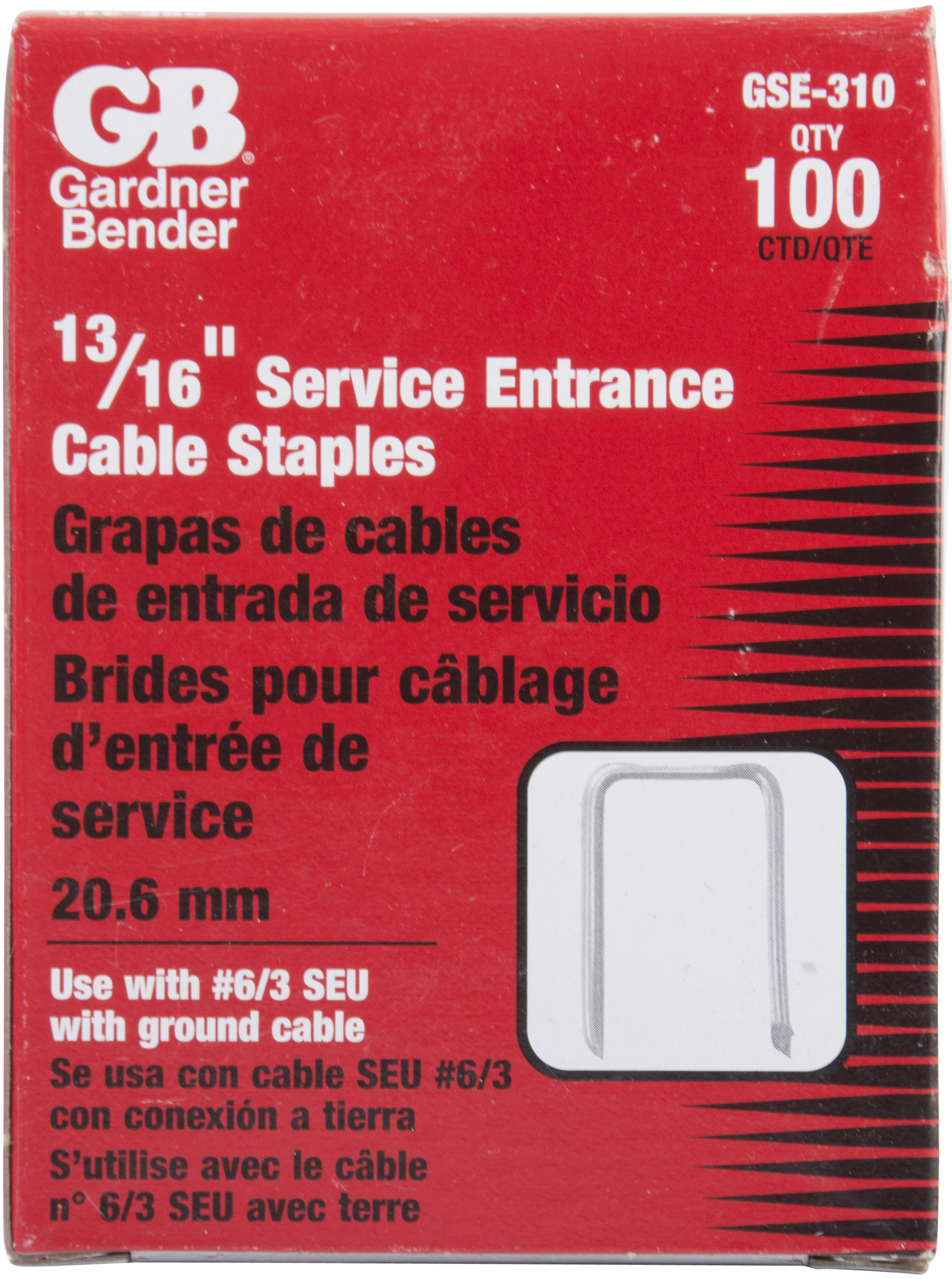 x 1 ⅜ Inch - New 6/3 SEU 13⁄16 Inch Gardner Bender GSE-310 Steel Service Entrance Staple 100 Pk