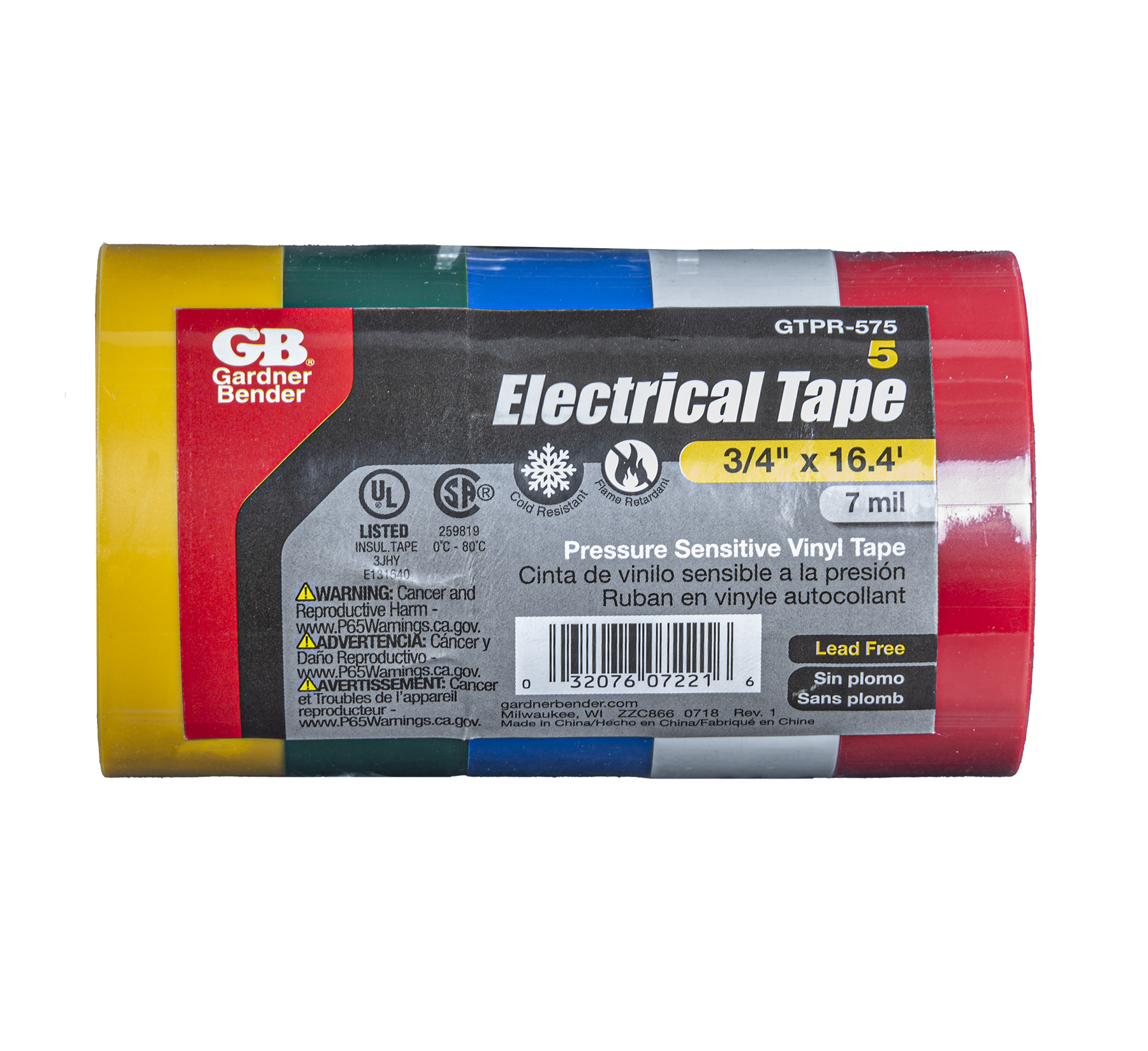 Electrical Tape 5 pack of assorted colors
