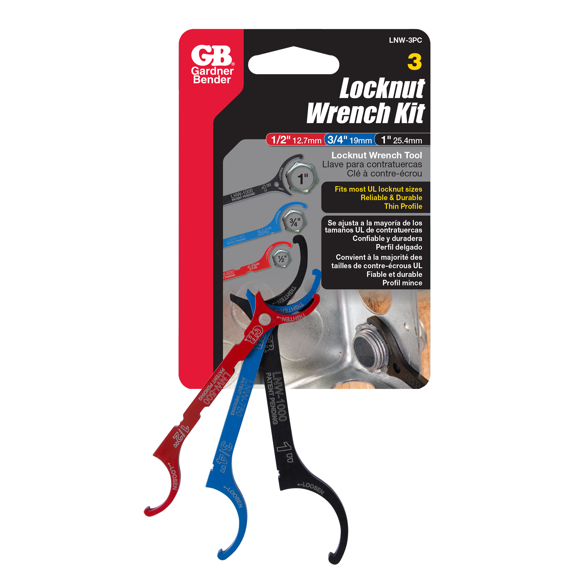 3 Piece Locknut Wrench Kit