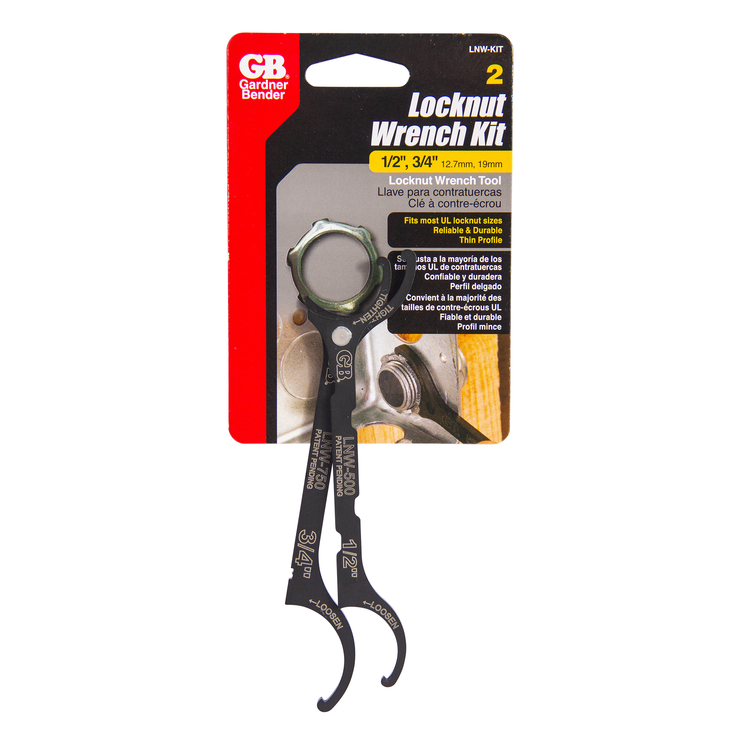 Locknut Wrench Kit includes one each 1 2 in. and 3 4 in