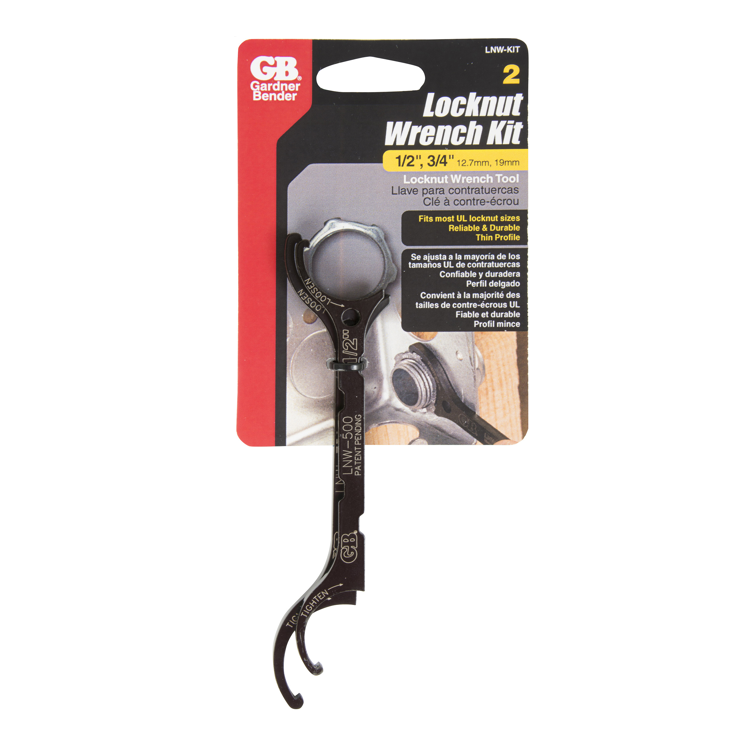 Locknut Wrench Kit includes one each 1/2 in. and 3/4 in.