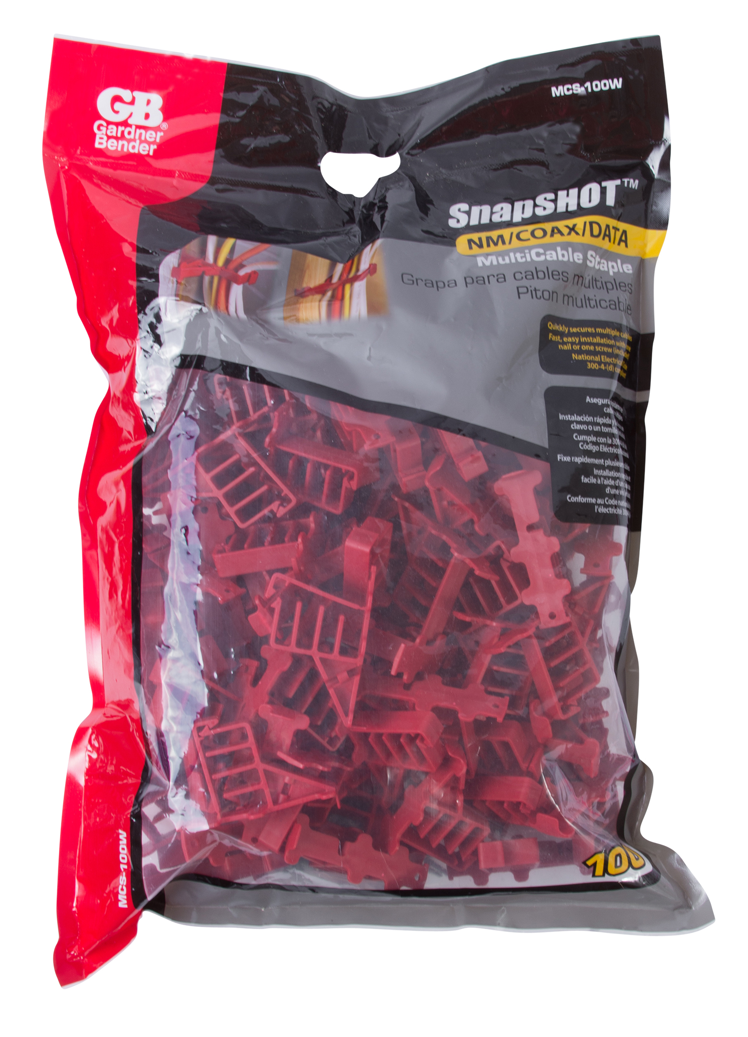 SnapSHOT MultiCable Staple, Red, NM (flat and round), Coaxial and Data