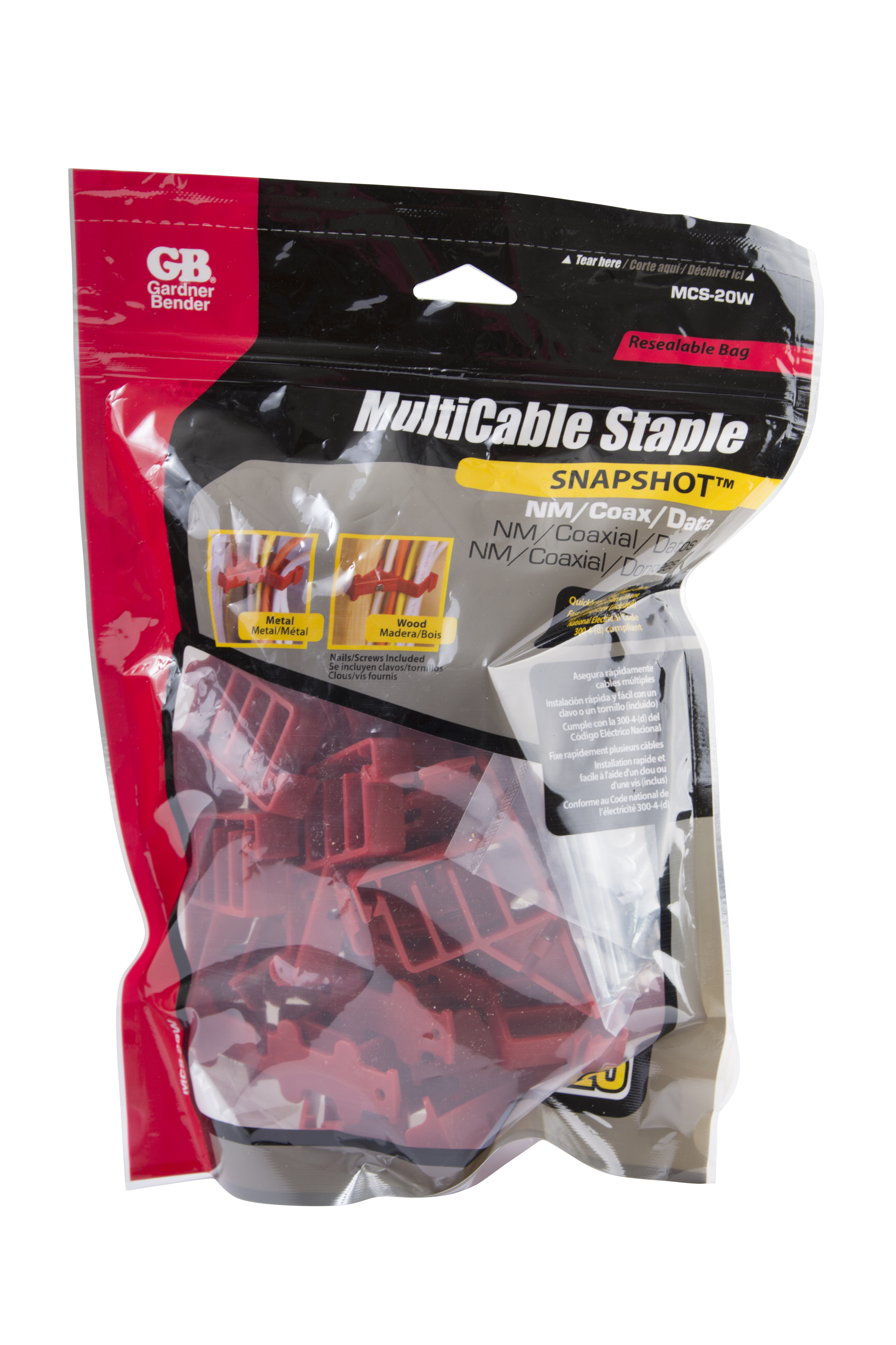 SnapSHOT MultiCable Staple, Red, NM (flat and round), Coaxial and Data