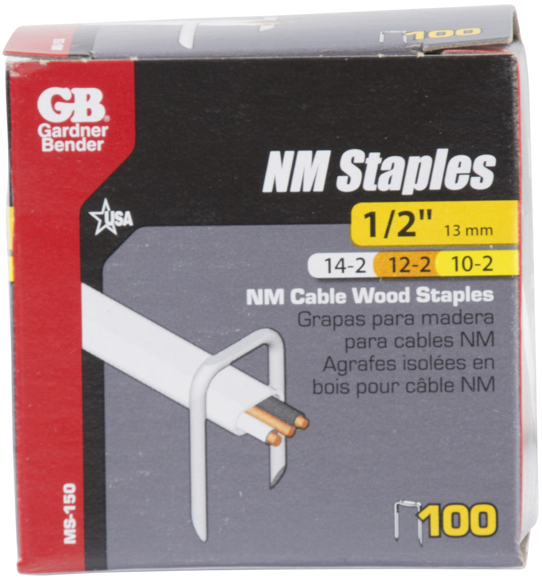 1/2 in (13 mm), Metal Staple, Recessed Head, Sharp Tip