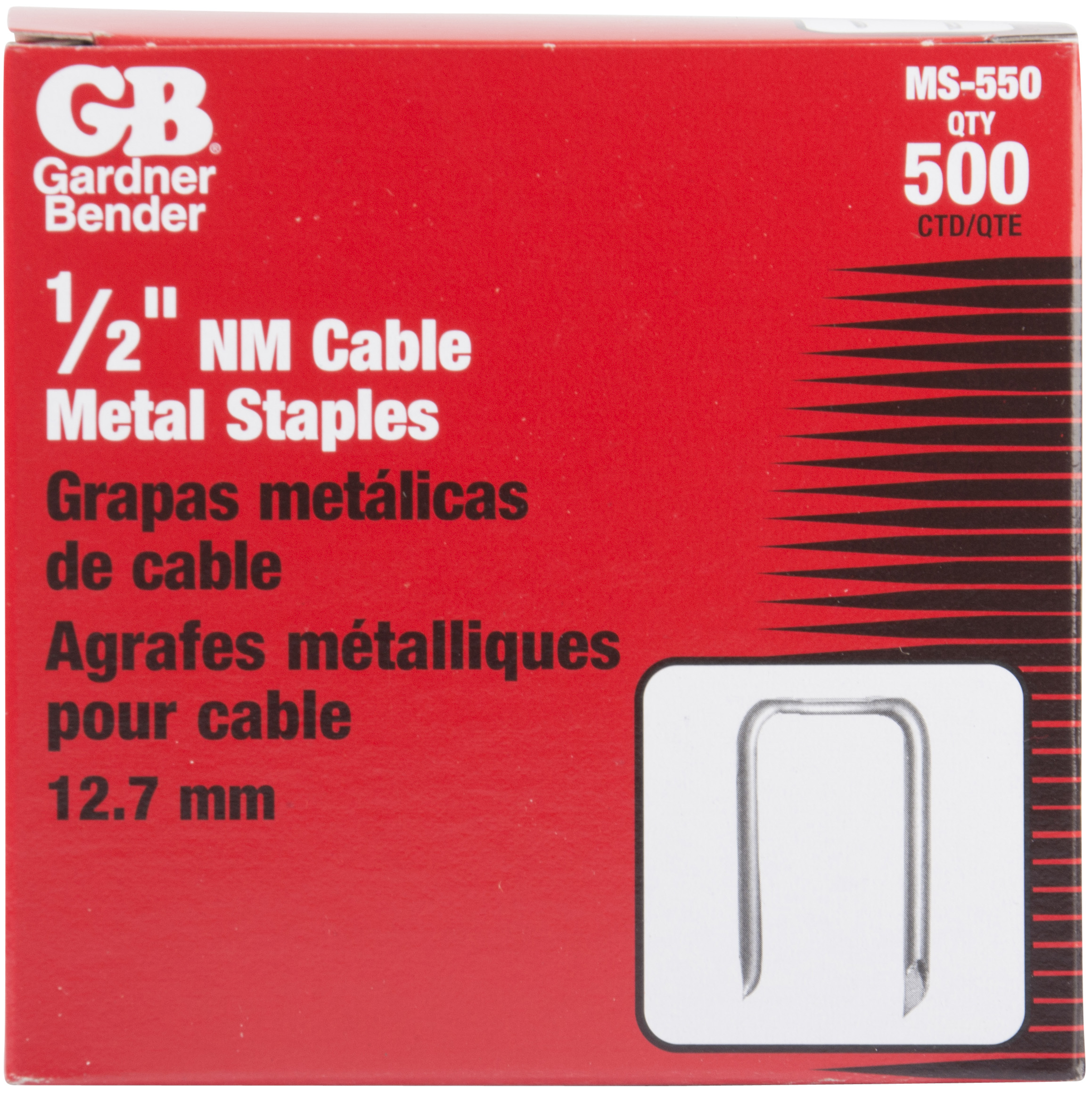 Gardner Bender 1/2 in. Steel Staples for 14/2, 12/2 and 10/2 Non-Metallic Cable (500-Pack) MS-500J - The Home Depot