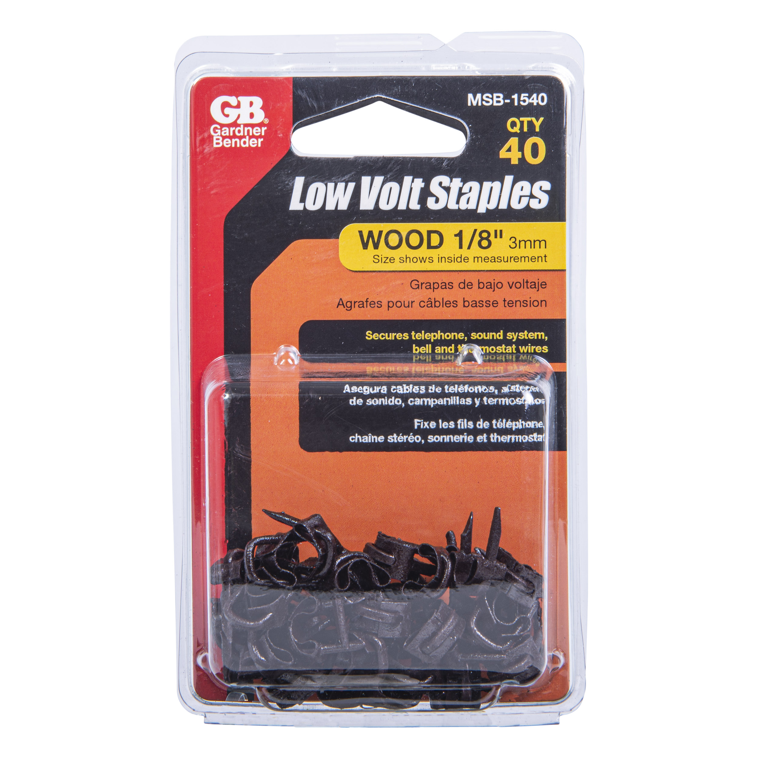 1/8 in, Fiber Insulated Steel Staples, Low Voltage, Brown, (40Pack)