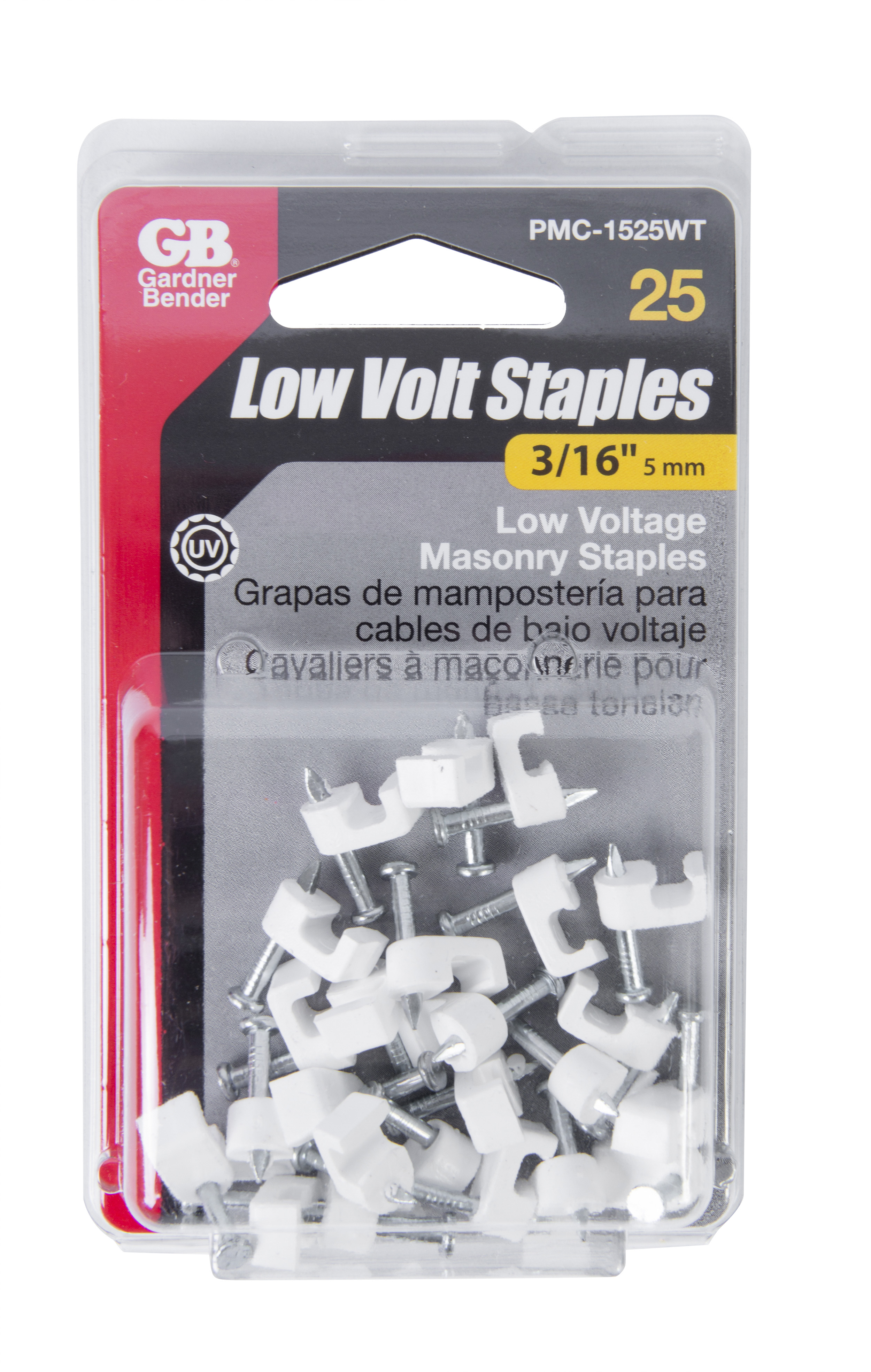 3/16 in (5 mm), Polyethylene Staple, Secures Low Voltage/Bell/Speaker