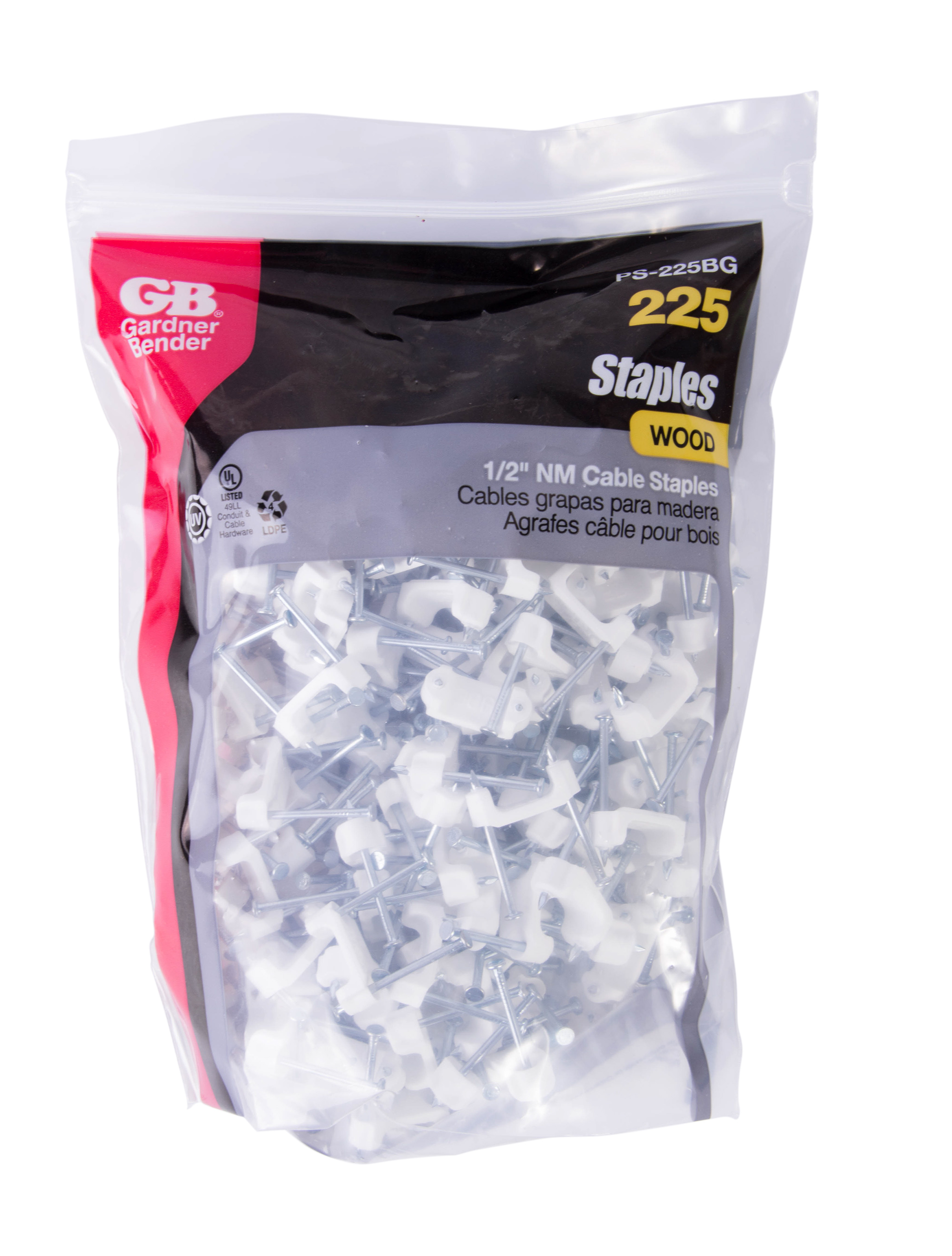 1/2 in (13 mm), Plastic Polyethylene NM Cable Staple, Zinc Plated Nail