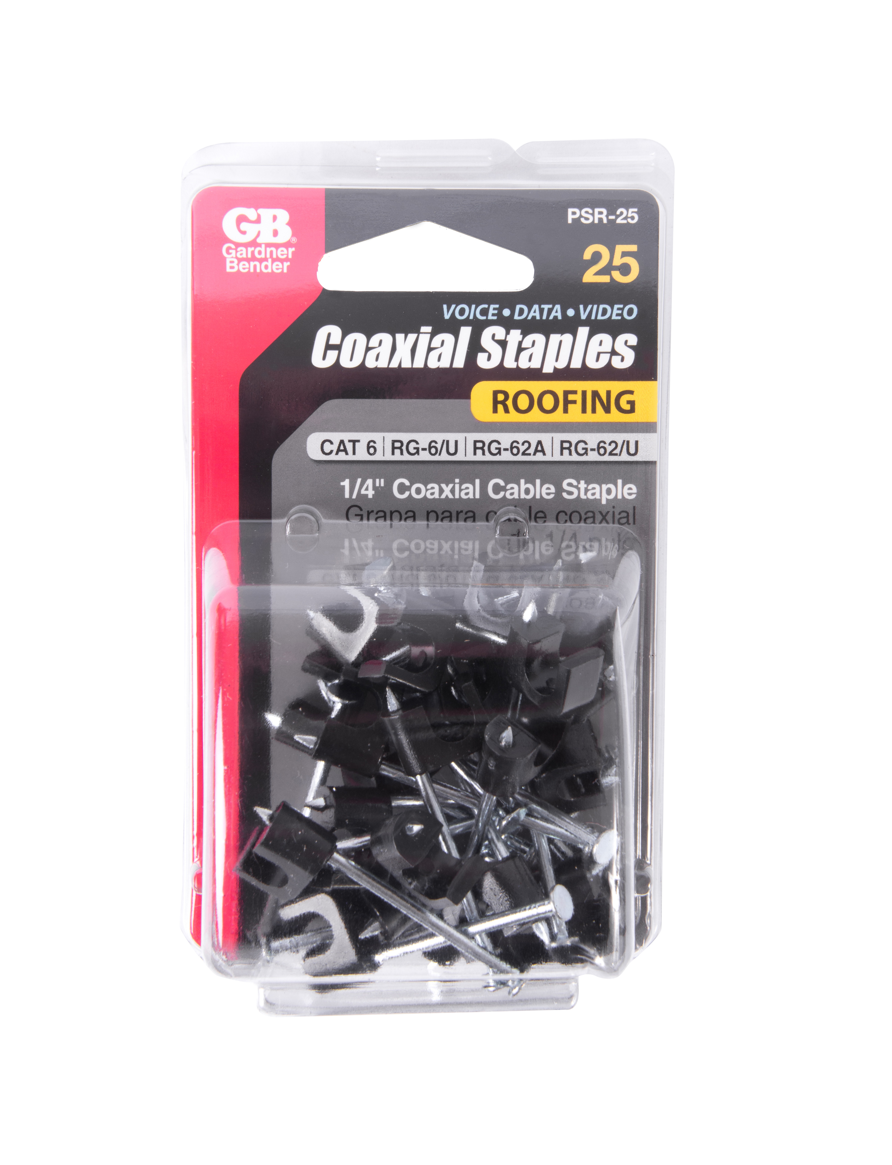 1/4 in. Black Plastic Roofing Staples for Coaxial Cable (25Pack)