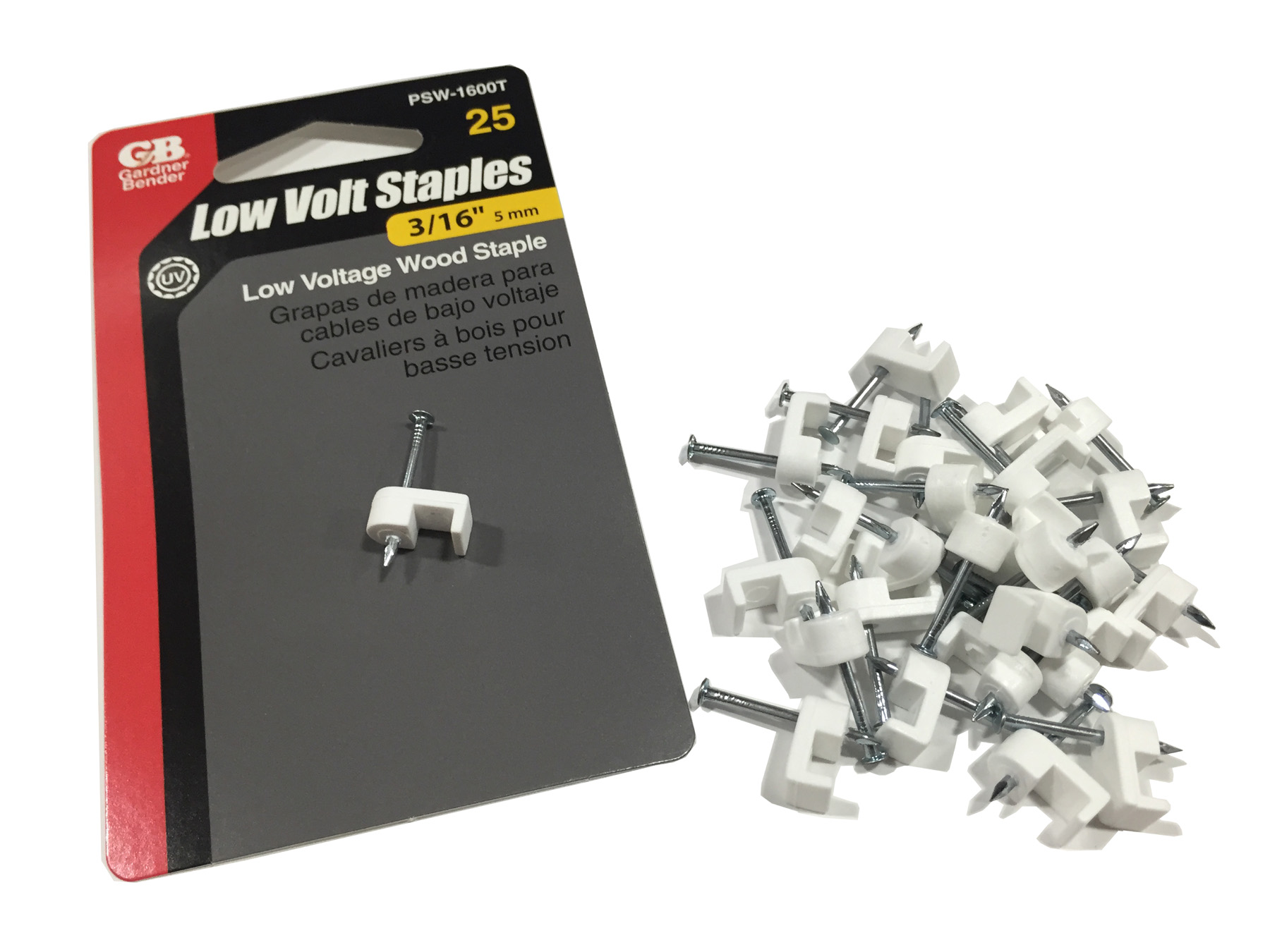 3/16 in (5 mm), Polyethylene Staple, Secures Low Voltage