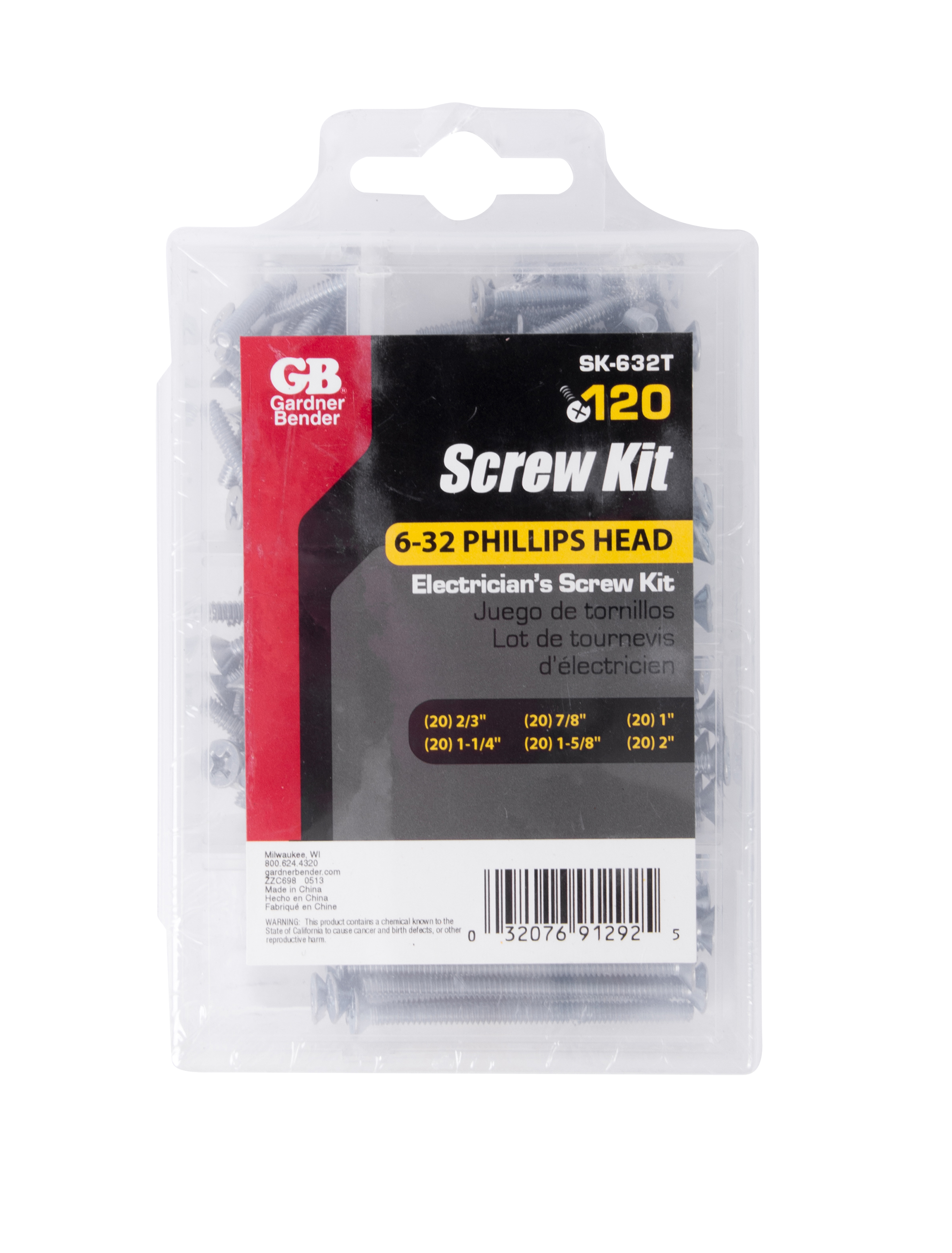 Gardner Bender Sk-632wp Electricians Screw Kit 6-32 Flat Head Wall Plate Screws for sale online 